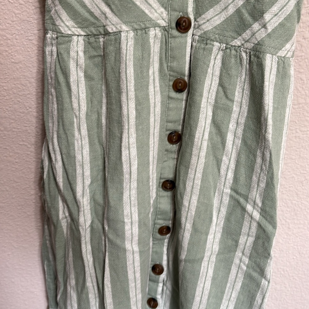 Green and white stripe adjustable button down dress universal thread XS - Picture 4 of 7